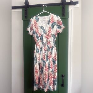 Reyn Spooner Pink and Blue Leaf Maxi Dress